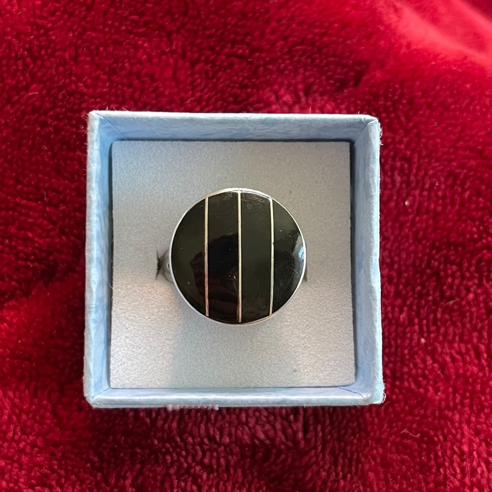 Black Onyx Sterling Ring - Size 5.5